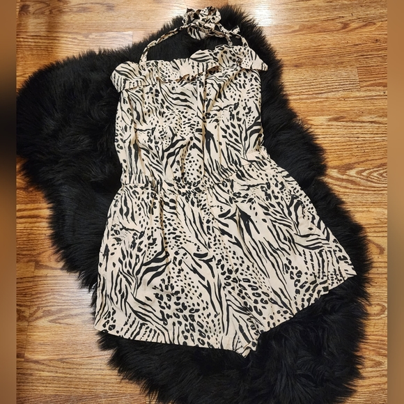 H&M Leopard Print/Animal Print Halter Romper Jumper Jumpsuit Women's Size S - Picture 1 of 8